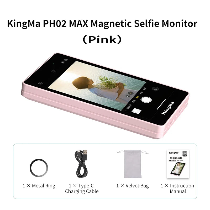 Magnetic Phone Vlog Selfie Monitor Screen, Using Phone Rear Camera for iPhone16 pro max 15 14 13 Selfie Vlog Live Stream TikTo