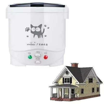 1L Car Mini Rice Cooker Multi-function Electric Water Food Heater Machine Lunch Box Warmer 2 Persons For Home Car SUV Truck