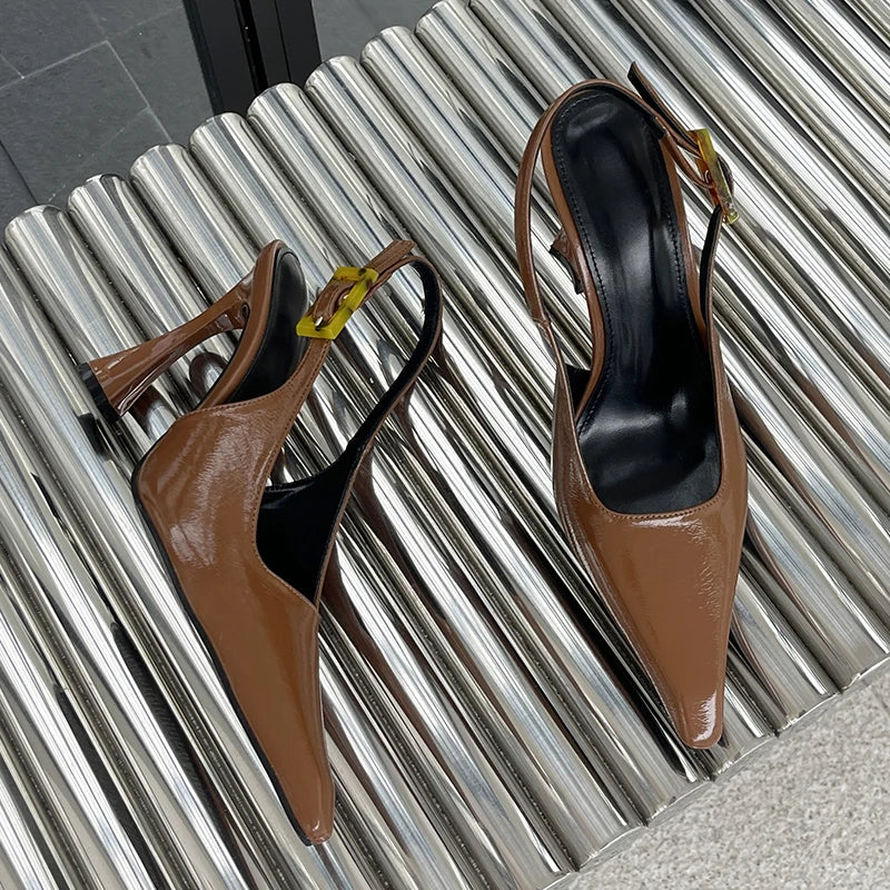 New In 2025 Pumps Footwear Elegant Women Heeled Shoes Fashion Buckle Strap Female Pointed Toe Slingbacks Ladies High Heels Shoes