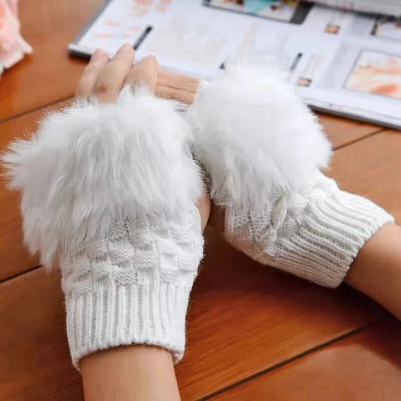 nail art gloves white plush knitted elastic fingerless gloves for photo nails warm sleeve decoration Nails Accessories supplies