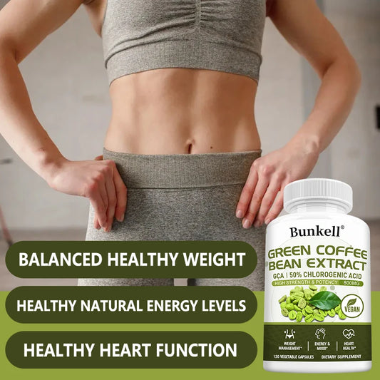 Green Coffee Bean Extract Capsules, Antioxidant, Support Metabolism & Daily Energy, Digestive & Cardiovascular Wellness