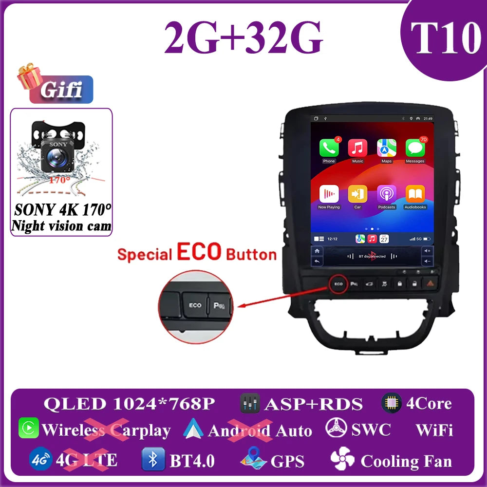 Android 14 Car 9.7 inch For Opel Astra J Vauxhall Buick Verano 2009-2015 Auto Radio GPS Navigation Stereo Head Unit Touch Screen