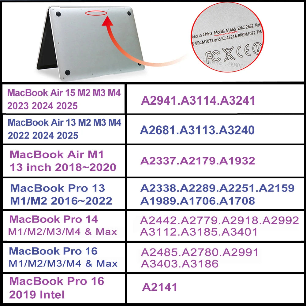 2025 New Laptop Case For Macbook Pro 14 Case M4 For Macbook Air M2 13.6 15 Case Mac Book M1 M3 Chip Pro 16 13 Cover Accessories