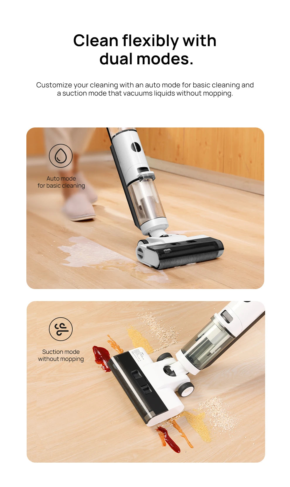 JONR ED12 Wet Dry Smart Vacuum Washing Cleaner Wireless Washing Floor Cleaner/Mop Water