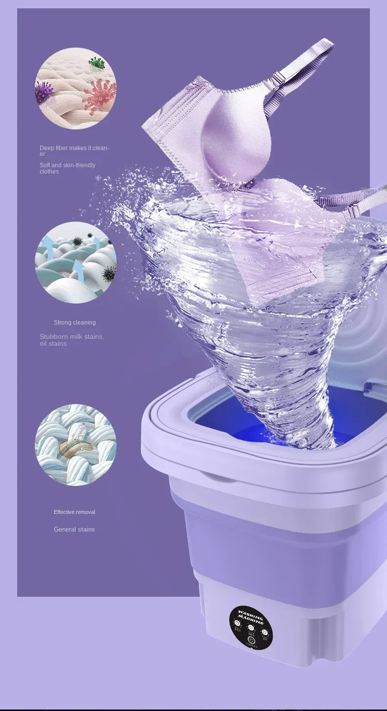8L Portable Folding Washing Machine Bucket for Clothes Socks Underwear Cleaning Washer Portable Small Travel Washing Machine
