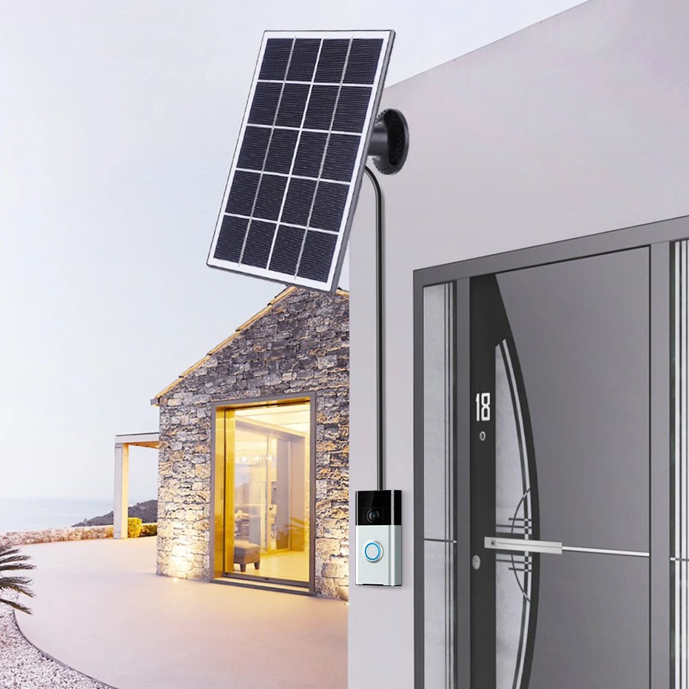 4W Solar Charger IP65 Waterproof Solar Panel Charger 9.8Ft Charging Cable Solar Panel Kit for Ring Video Doorbell 4/3/3 Plus/2
