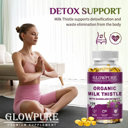 Organic Milk Thistle 9000mg 30X Concentrated Seed Extract, 80% Silymarin, Liver Support Cleanse Detox, Fatty Liver Supplements
