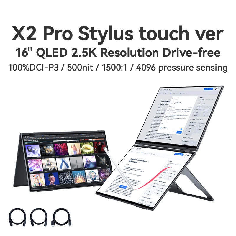 EHOMEWEI Dual Screen Portable Monitor X Series Drive-free Phone-touch FHD 2K 15.6“ 16“ For Laptop Windows Macbook