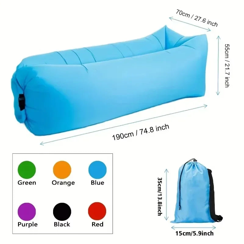 Inflatable Lazy Sofa Bed, Portable Camping Sofa Mattress, Foldable Festival Recliner for Outdoor Beach outskirts single-person