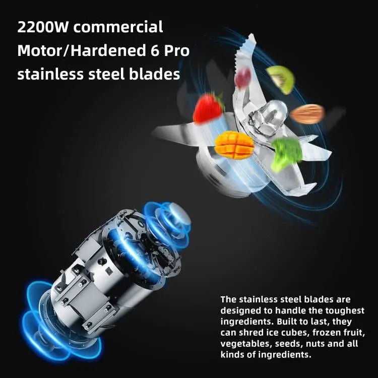 BioloMix 2200W Professional Smart Timer Pre-programed Blender, 2L round jar, Mixer Juicer Food Processor Ice Smoothies Crusher