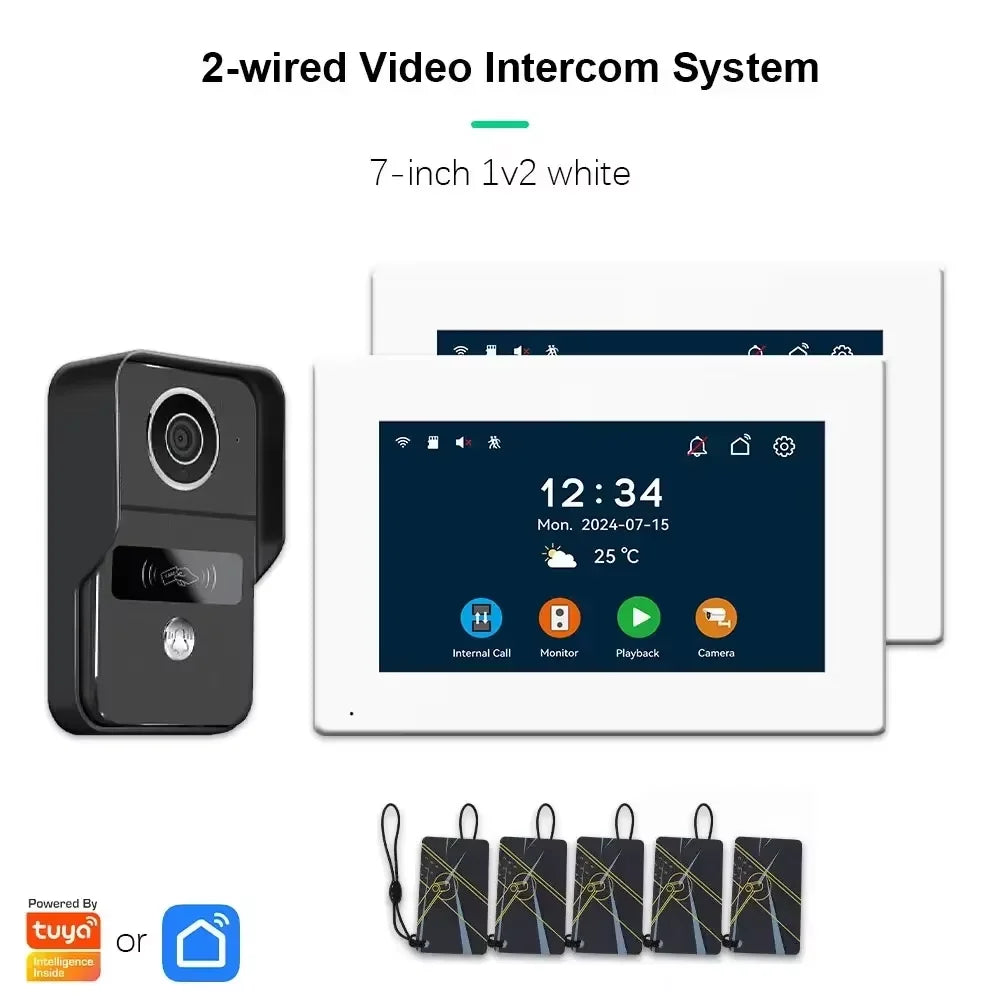 ANJIELO Smart Wifi 2-line intercom video Doorbell System 7/10-inch monitor 1080P doorbell camera Video doorbell Cartuya unlock