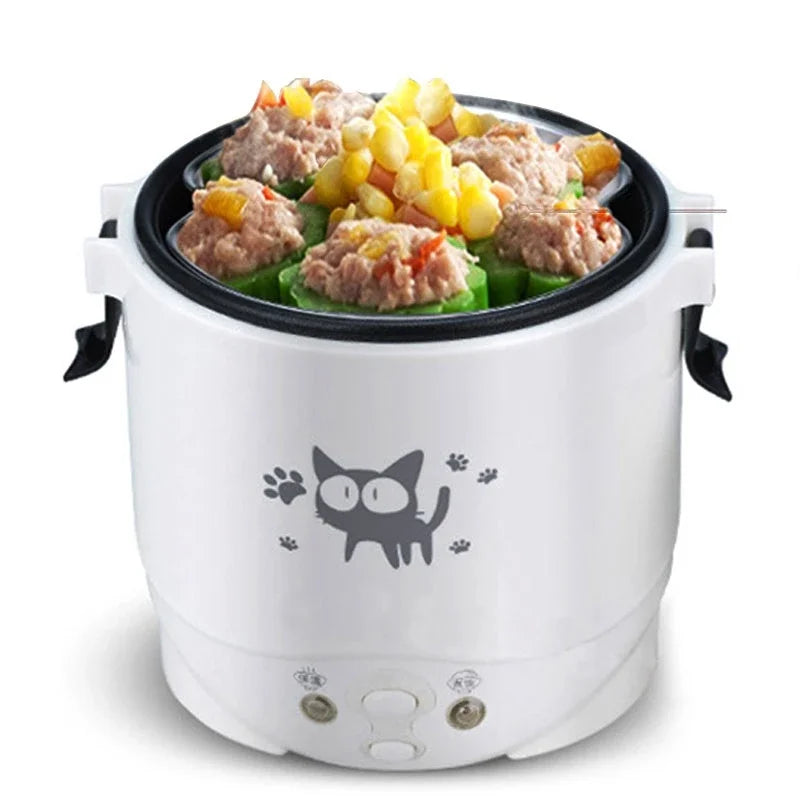 1L Car Mini Rice Cooker Multi-function Electric Water Food Heater Machine Lunch Box Warmer 2 Persons For Home Car SUV Truck
