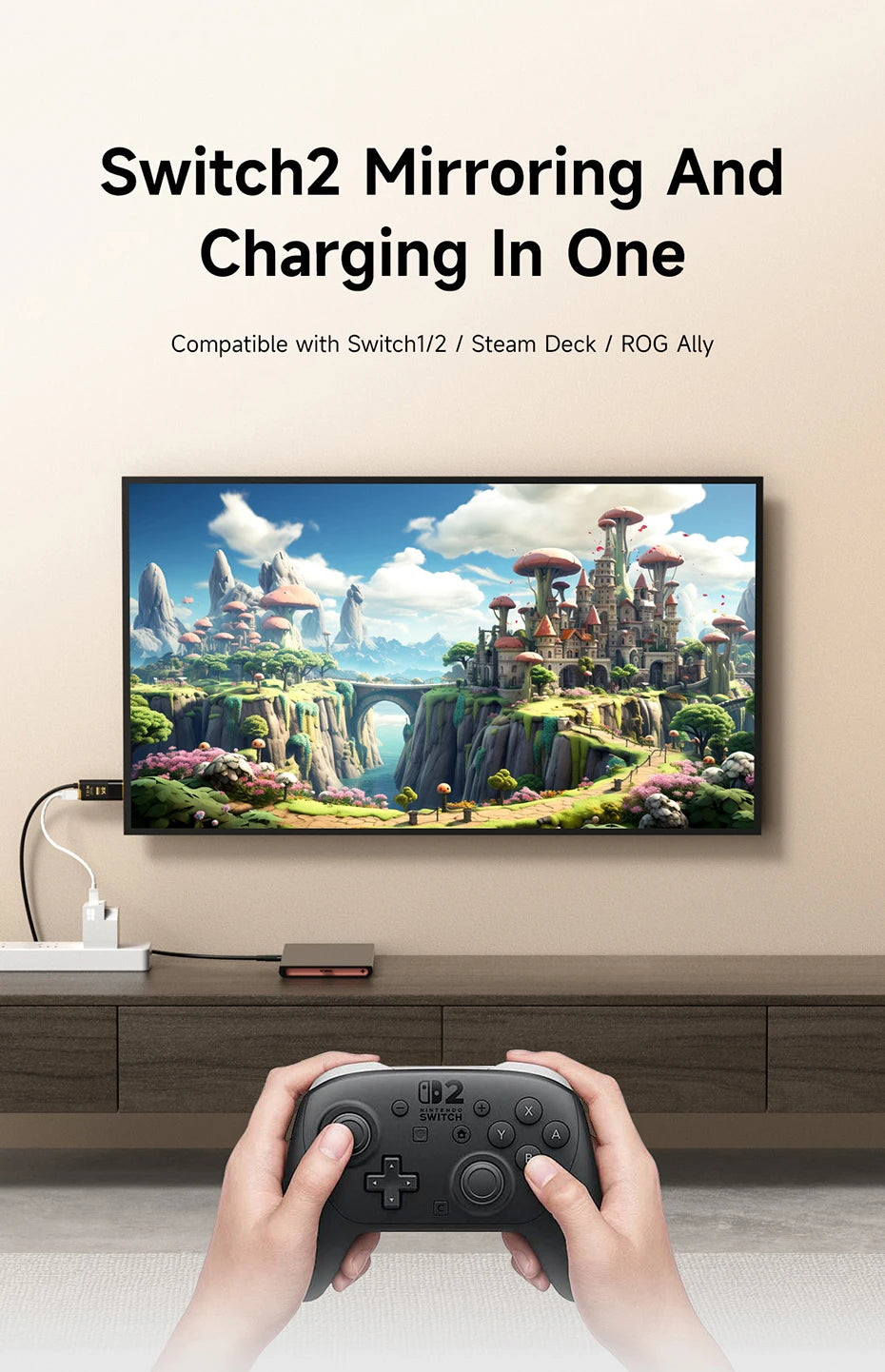 Hagibis Switch Dock for Nintendo Switch/OLED/Switch2 USB C to HDMI Cable Adapter 8K@60Hz HDR 100W PD for Laptop SteamDeck ROG