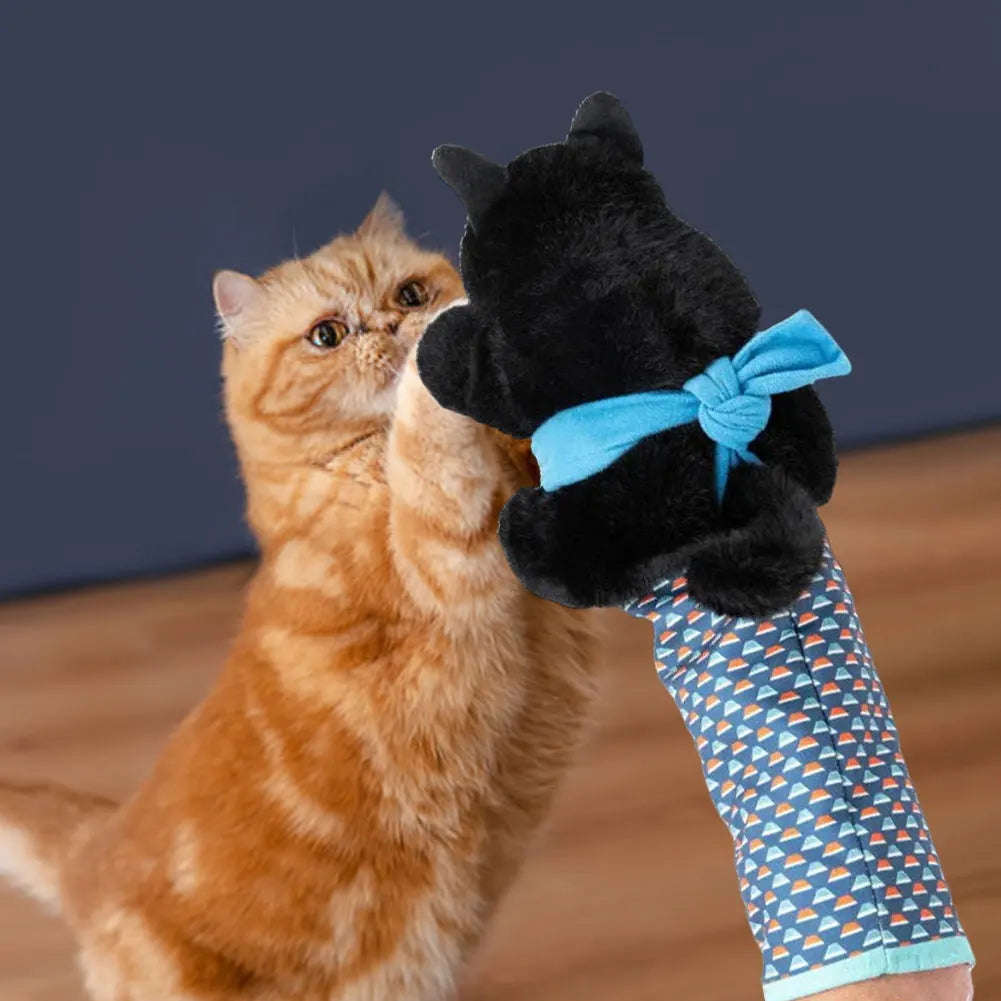 Cat Puppet Wrestler Wrestling Glove With Sturdy Padding Soft Plush Cat Wrestle Toy Animal Hand Glove Interactive Play Cat Toys