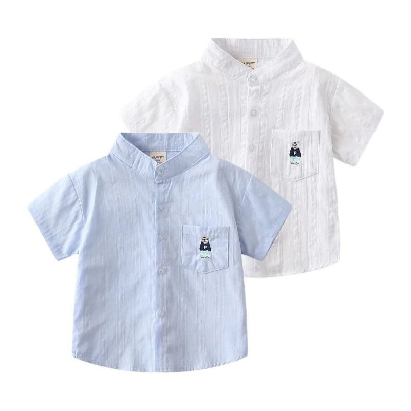 Cute Bear Toddler Boys Shirts Quality Elegant Kids Tops Summer Children's Clothes