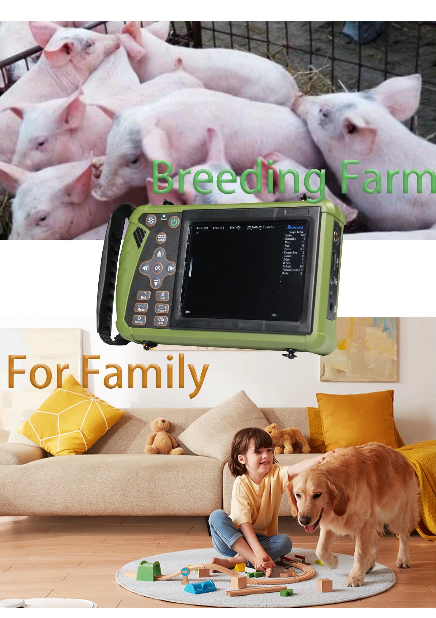 Portable Veterinary Ultrasound Scanner, Handheld Vet Pregnancy Machine for Pig Sheep Dog Cat, 3.5MHz Probe Waterproof