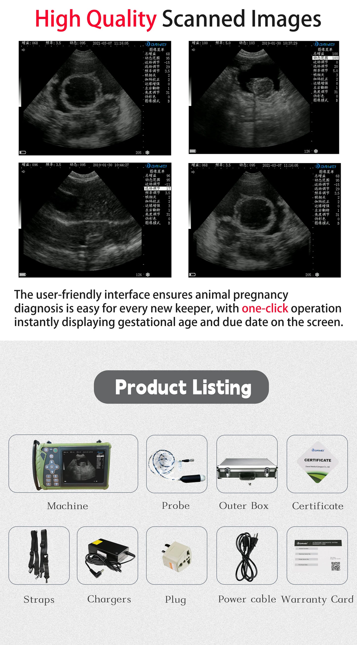 Portable Veterinary Ultrasound Scanner, Handheld Vet Pregnancy Machine for Pig Sheep Dog Cat, 3.5MHz Probe Waterproof
