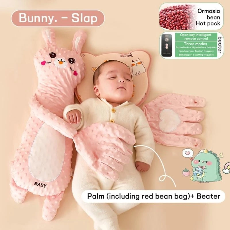 Infant Sleeping Comforter Soft & Breathable Cartoon Pacify Hand Soother with Automatic Beating for Better Sleep Quality A2UB