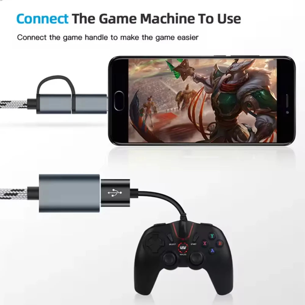 NNBILI New 2 in 1 USB 3.0 OTG Adapter Type C Micro USB to Type C Adapter Cable OTG Convertor for Gamepad Flash Disk Type-C Cable