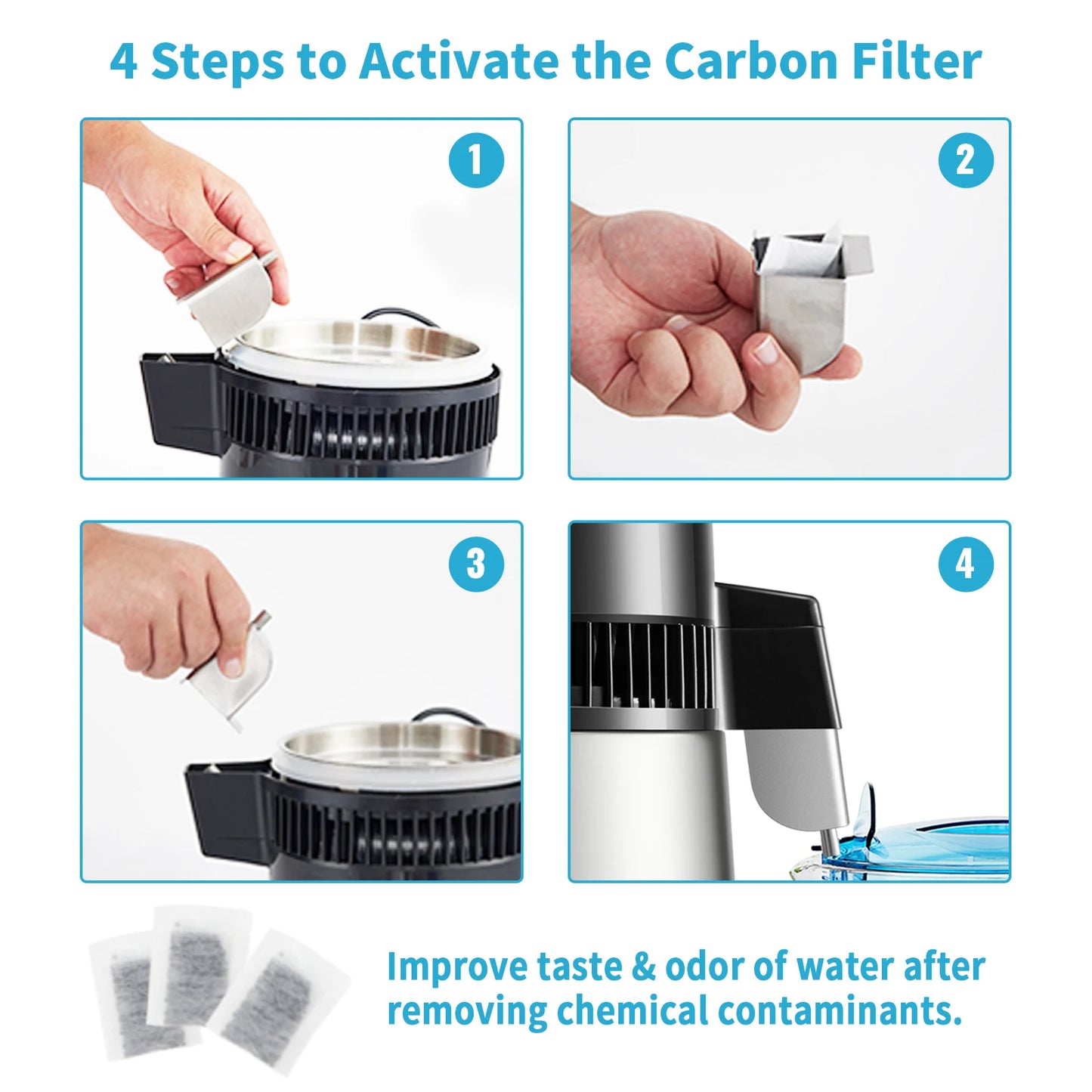 SucceBuy 4L Water Distiller Purifier Filter 1 L/H Distilling Speed Dispenser Drinking Bottle Softener Touch Screen Home Use - Merit Sell