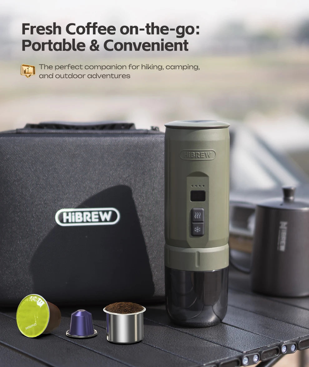 HiBREW Portable Espresso Coffee Machine for Car & Home Camping Coffee Maker Fit Nespresso Dolce Capsule Powder H4C
