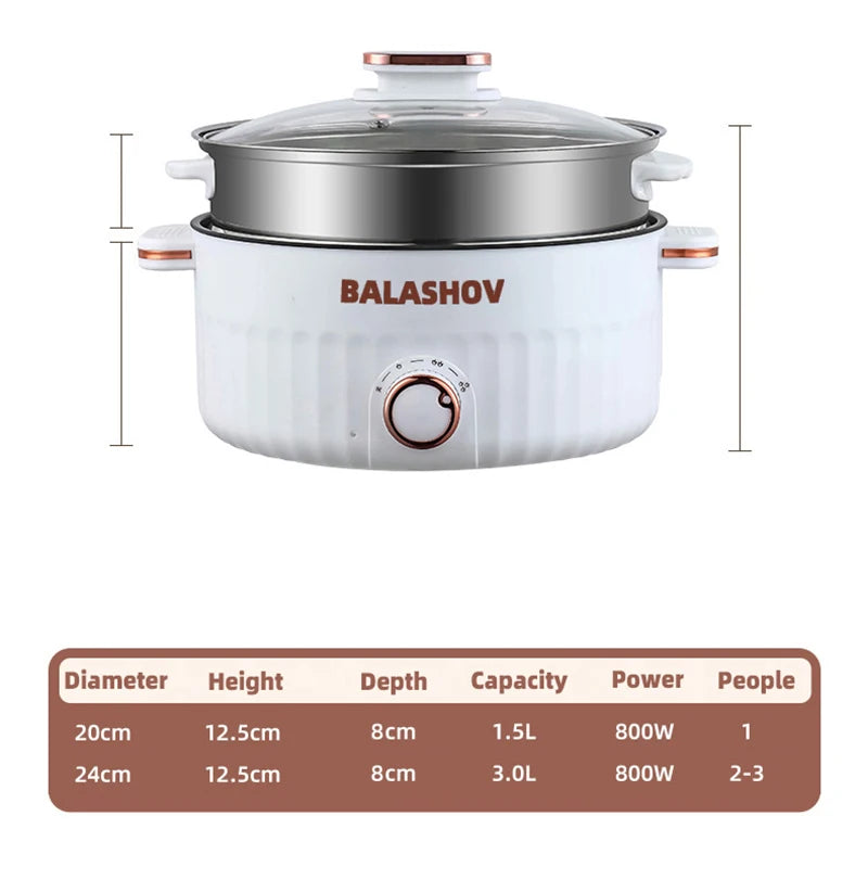 Portable Electric Multifunctional Cooker Household Double Layer Hot Pot Mini Non-stick Cookware for Kitchen and Home Appliance - Merit Sell
