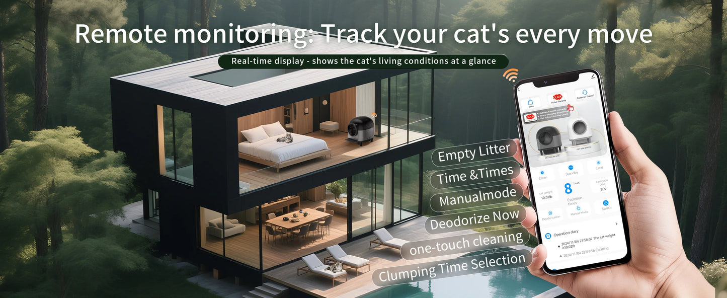REDSASA Self Cleaning Automatic Cat Litter Box,110L Large Space Cat Smart Toilet with Stairs, Safety Protection, APP-Control
