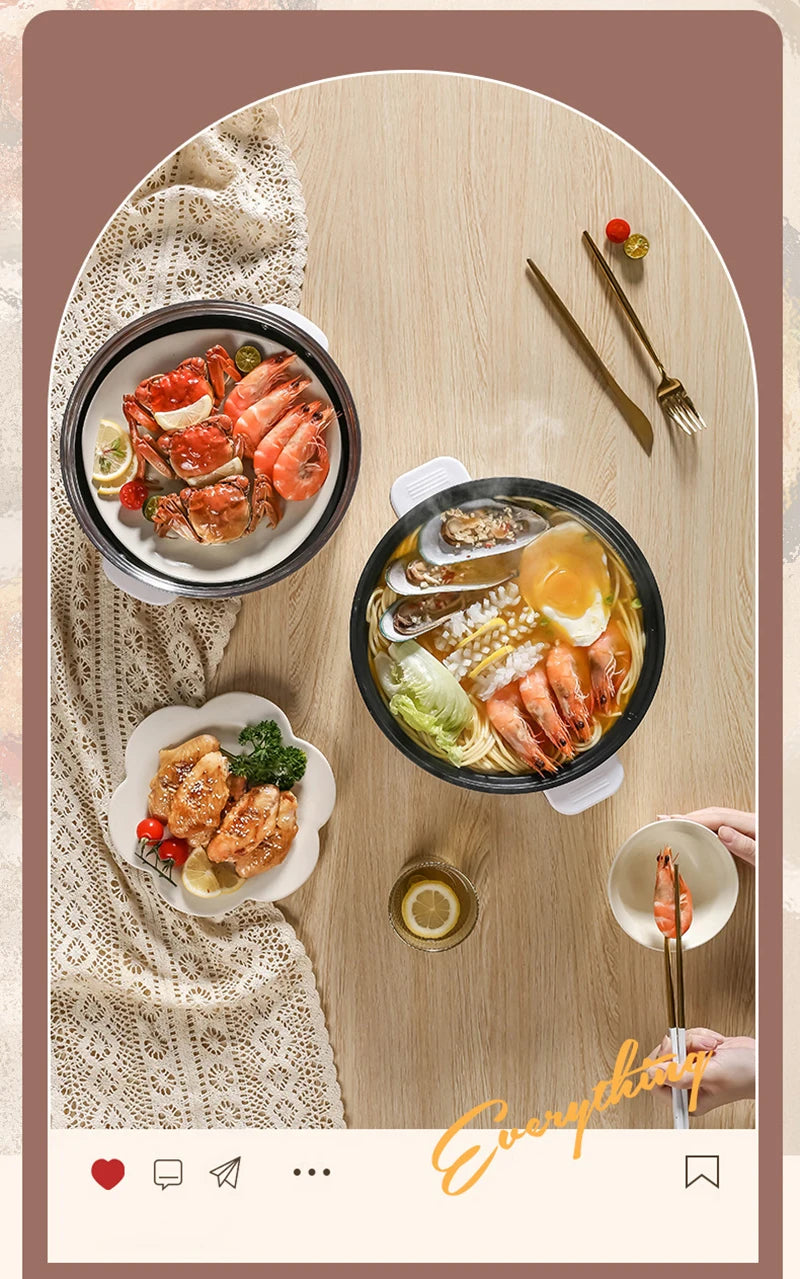 Portable Electric Multifunctional Cooker Household Double Layer Hot Pot Mini Non-stick Cookware for Kitchen and Home Appliance - Merit Sell