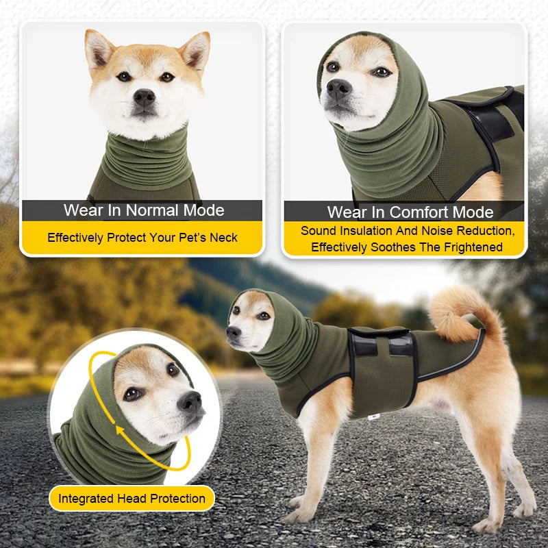 Thunder Stress Shirt Classic Dog Anxiety Jacket Army Green Anti Anxiety Thunder Vest For Dogs Anxiety Calming Dog Clothes