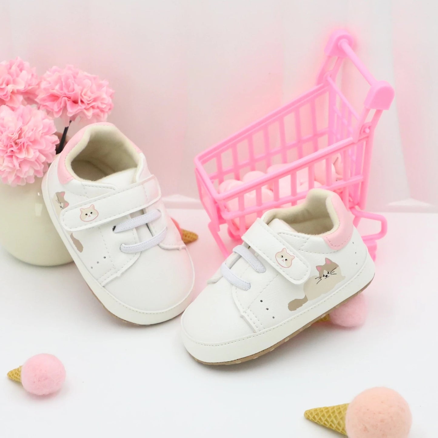 Baby Toddler Shoes, Cute Ragdoll Cat Design Baby Sneakers, Lightweight and Non-Slip, Suitable for Daily Wear & Vacation, All Year Round