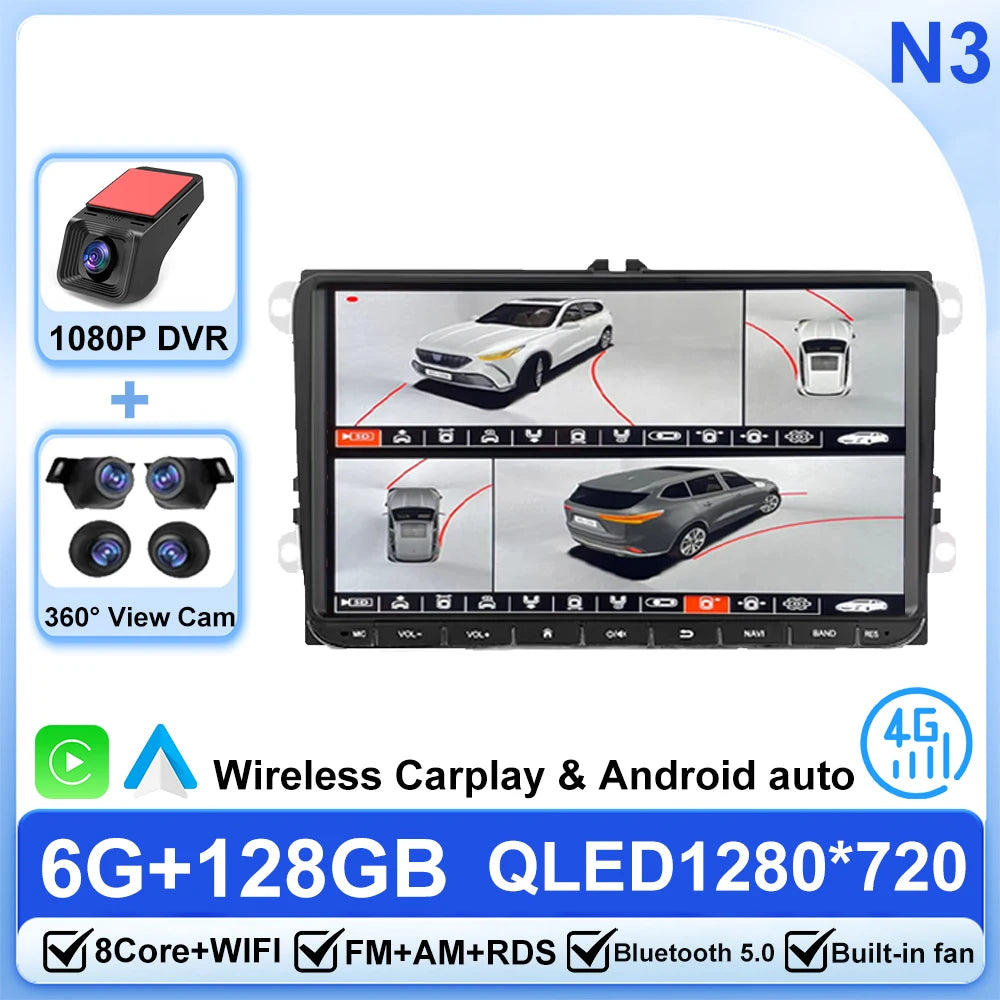Android 14 Car Radio For Volkswagen Bora Golf 6 Passat Scirocco Sharan Touran Amarok For Skoda Octavia Fabia 2 Multimedia Video