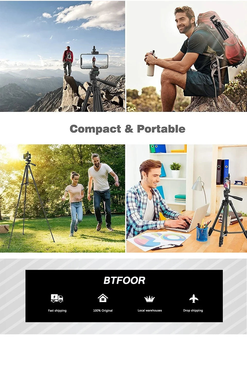 Phone Travel Self Tripod Aluminum Tall 55” 140CM Stand With Quick Plates Mount Pan Head For Canon Nikon DSLR SLR Digital Camera
