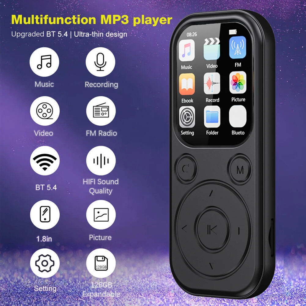 MP3 MP4 Player HiFi Lossless Music Player 2.01 Inch IPS Screen Bluetooth 5.4 Portable MP3 Player FM E-book Recorder