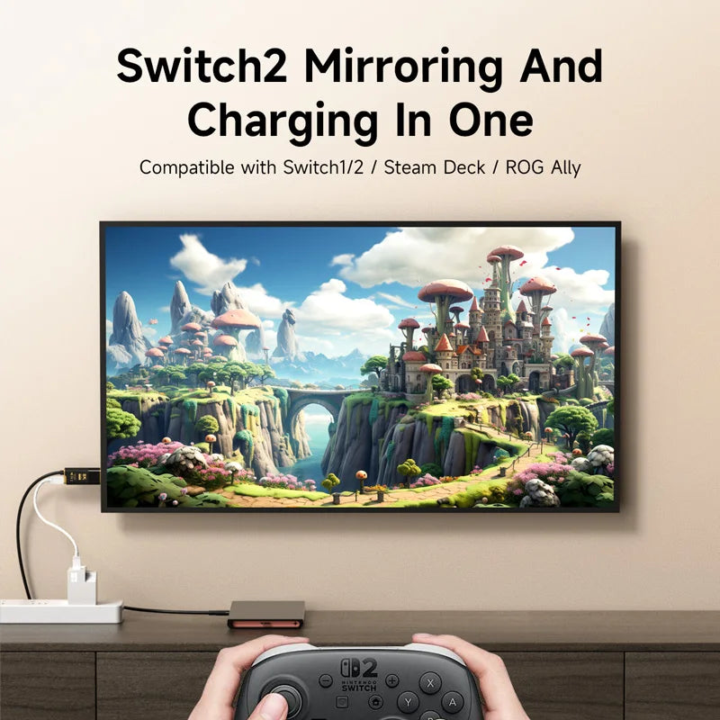 Hagibis Switch Dock for Nintendo Switch/OLED/Switch2 USB C to HDMI Cable Adapter 8K@60Hz HDR 100W PD for Laptop SteamDeck ROG
