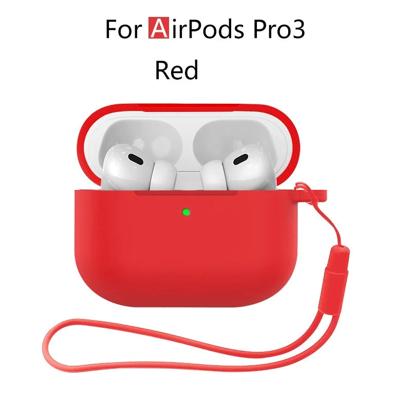 For AirPods Pro 3 2025 Case Silicone Protector for airpods Pro Front LED Visible Pro 2 Case cover with Lanyard for airpods pro 2