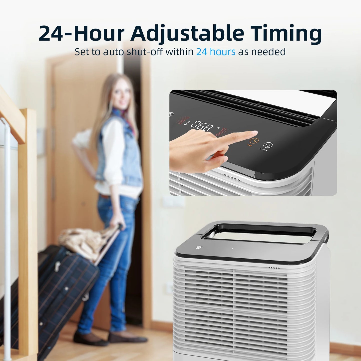 Dehumidifier 16 L/day, Ultra-quiet Electric Intelligent Central Control, Auto Mode, Moisture Display, 24h Timer Home Appliances