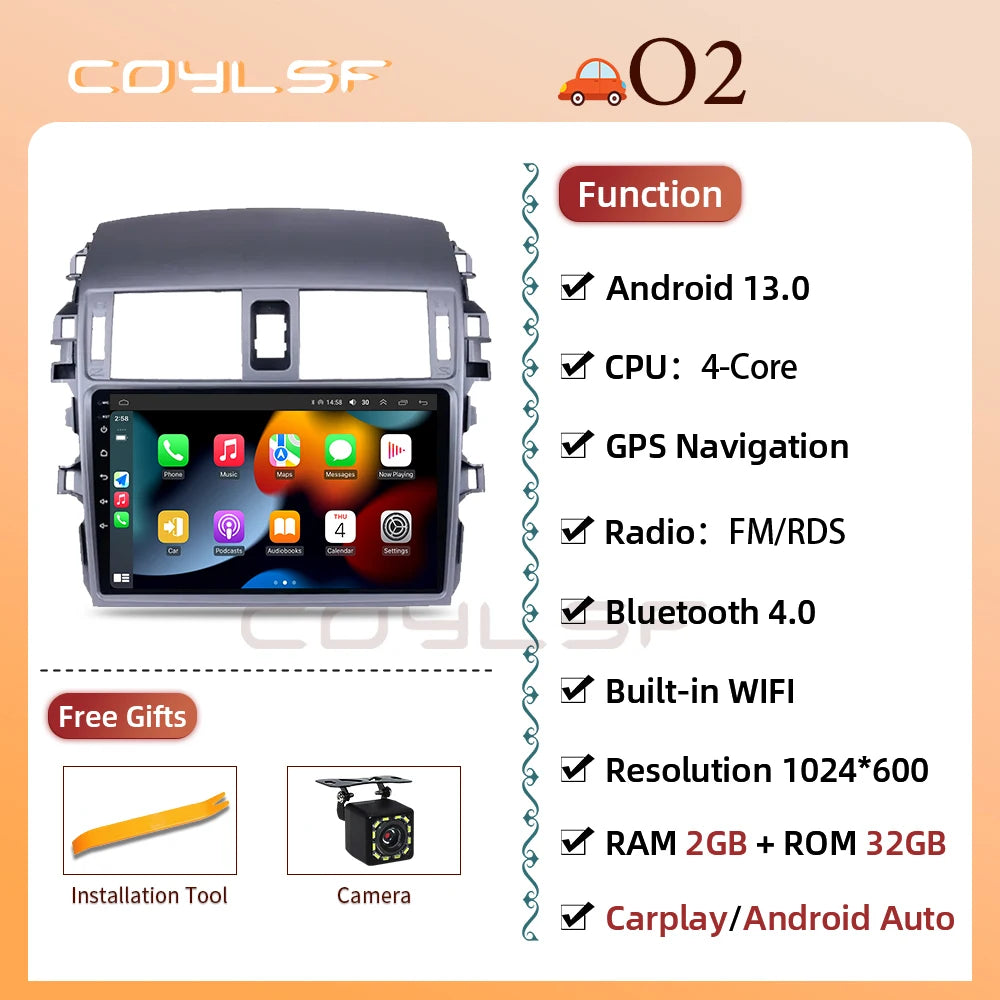 Carplay Android Auto for Toyota Corolla E140/150 2006 2007-2013 Multimedia Automotive Subwoofer Autoradio Android DSP 4G