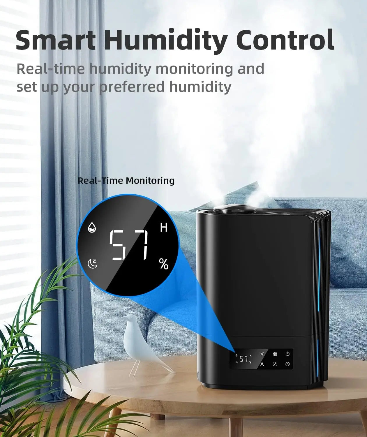 Ultrasonic Humidifier 6L 360° Adjustable Mist Direction 7 Color Light Aroma Fragrance for Bedroom,Children's Room,300 ml/h 3 Gea