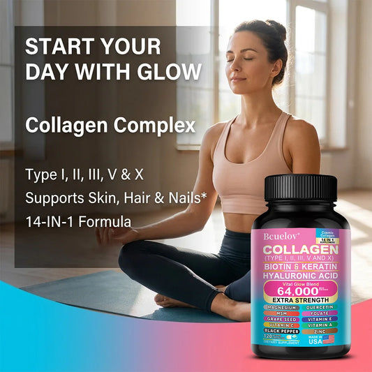 Collagen Peptide Capsules - Hair, Nail, Skin, and Joint Health Supplements, Boosts Energy, Tightens Skin, Antioxidant