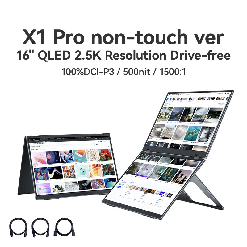 EHOMEWEI Dual Screen Portable Monitor X Series Drive-free Phone-touch FHD 2K 15.6“ 16“ For Laptop Windows Macbook