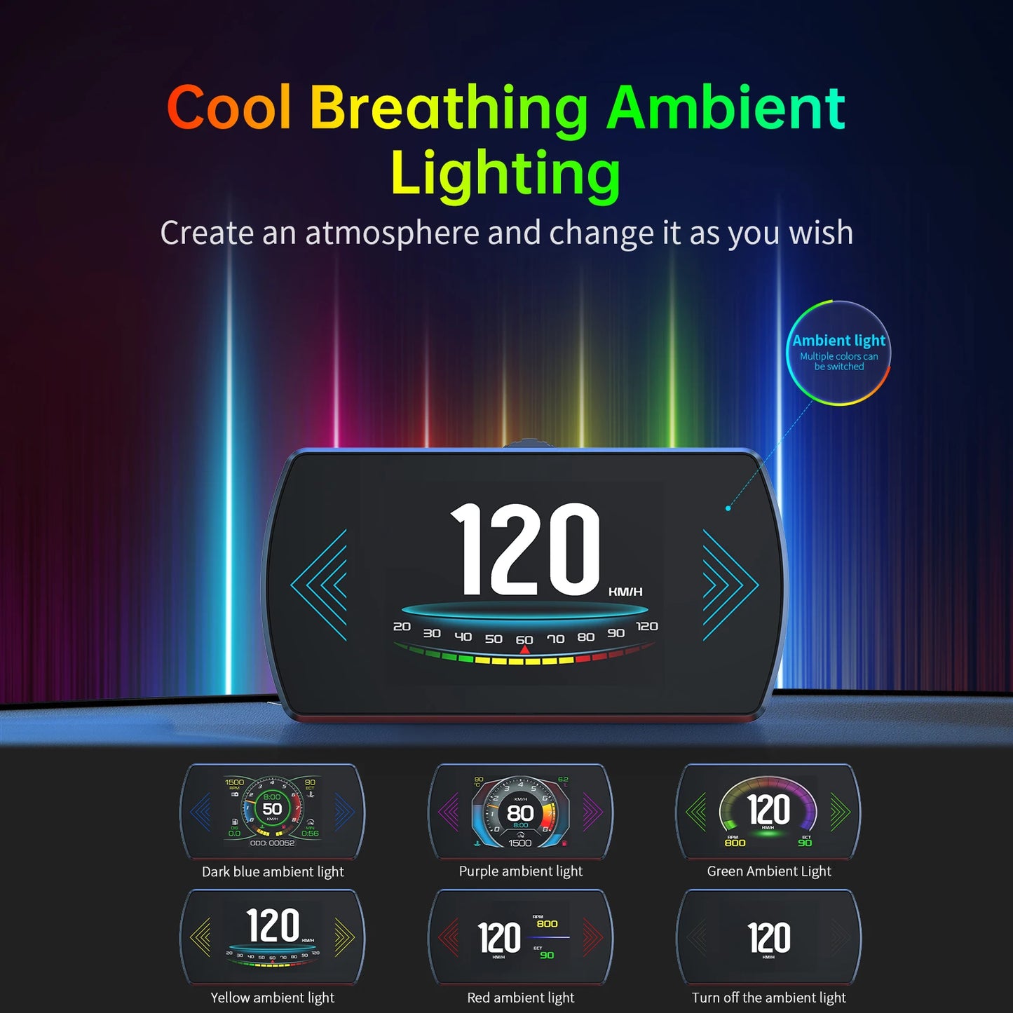 OBD2 Gauge P12 HUD Head Up Display Car Digital Auto Diagnostic Tools Digital Meter Speed RPM Water Temp Fuel consumption Voltage