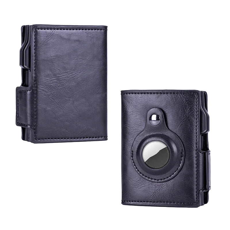 New Airtag Wallet ID Bank Credit Card Holder RFID Blocking Airtags Card Bag Men PU Leather Purse With Double Aluminum Box