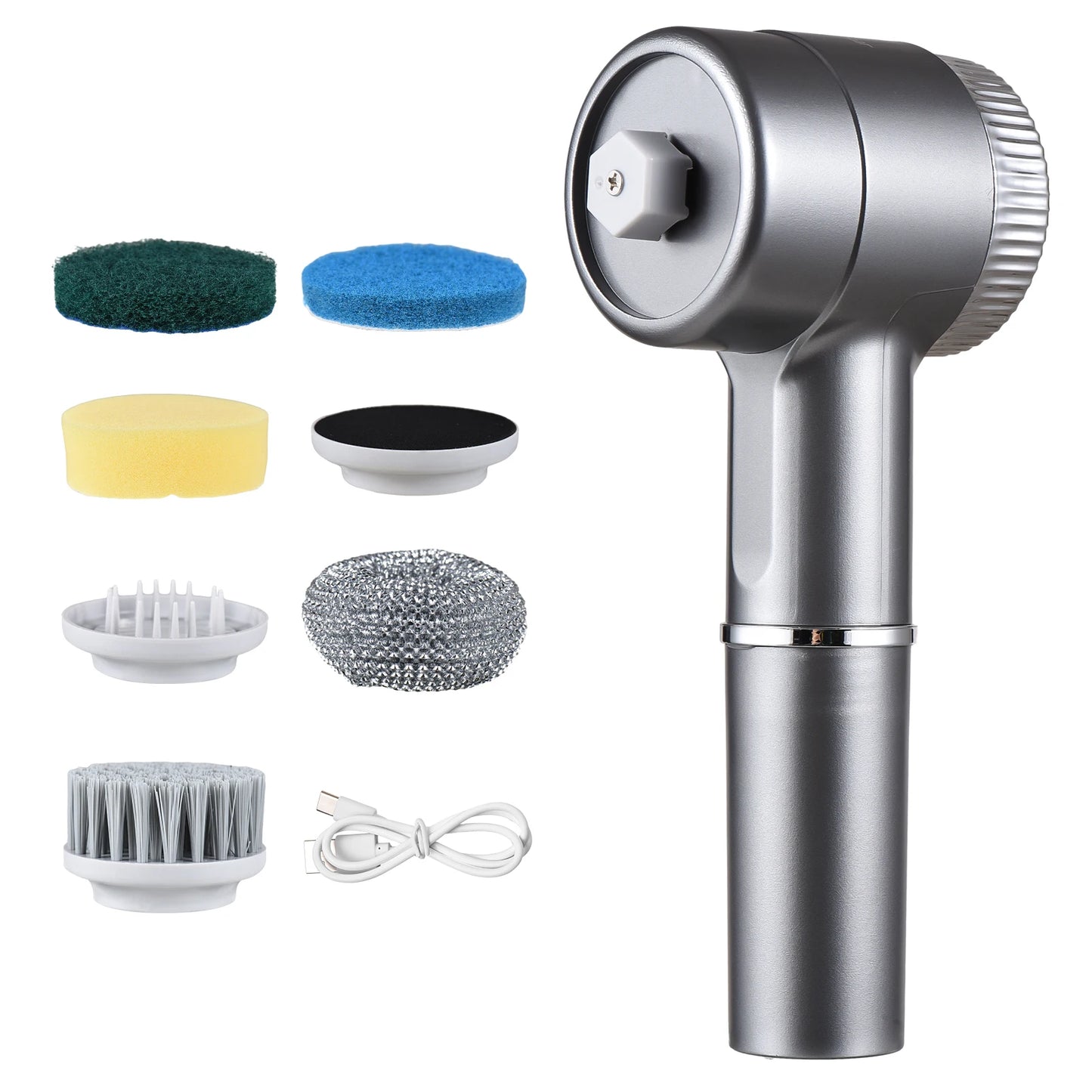 Electric Cleaning Brush Set Portable Cordless Electric Spin Scrubber Waterproof Digital Display Handheld Scrubber for Kitchen