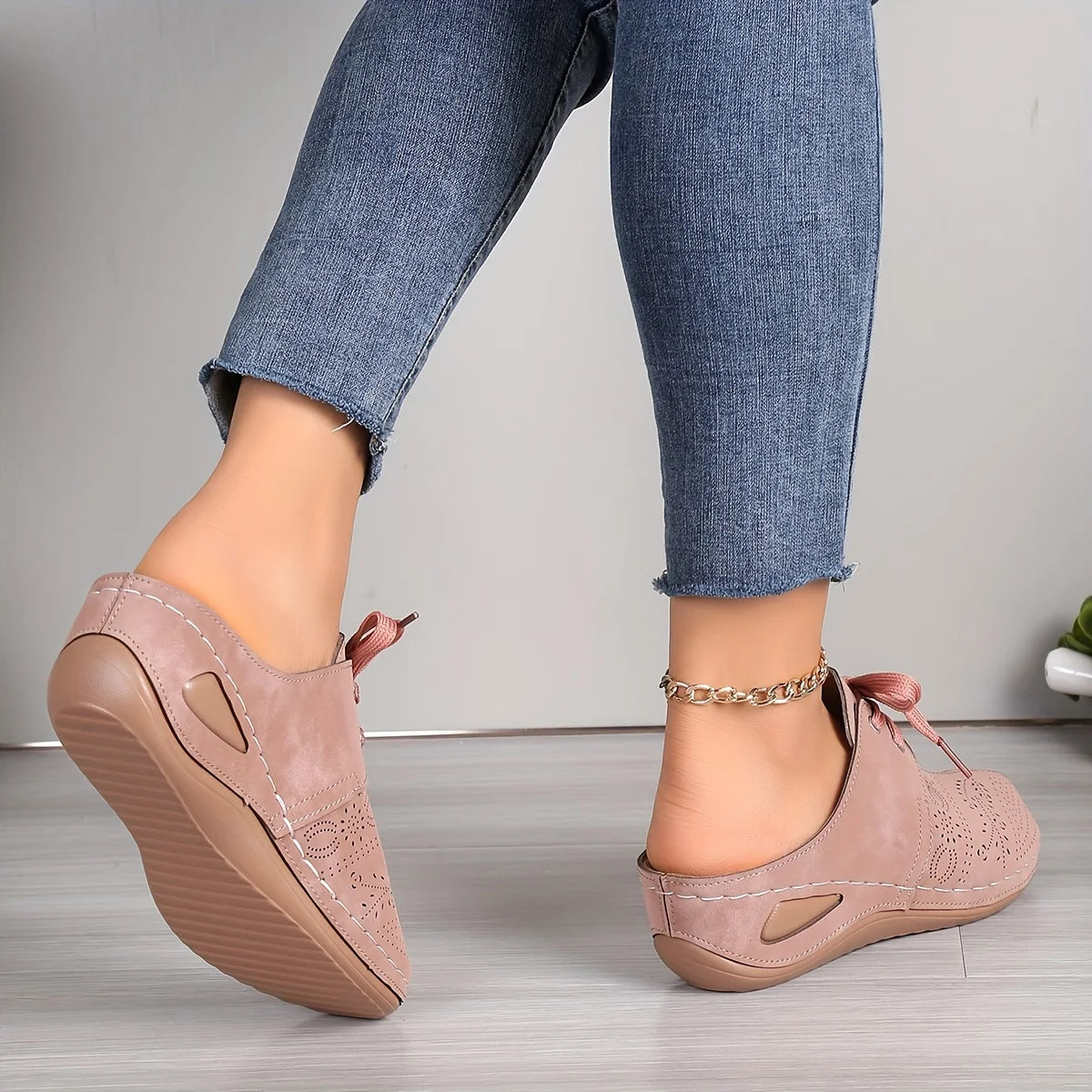 Stylish Womens Solid Color Wedge Heeled Sandals - Comfortable Slip-On Platform Shoes with Faux Leather Upper and Rubber Sole