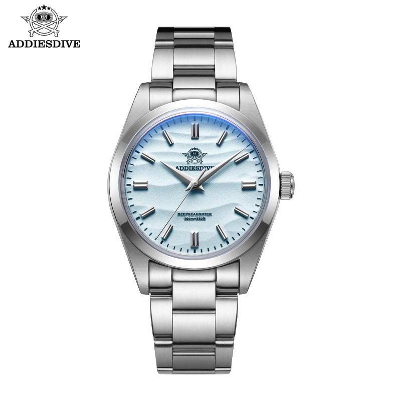 ADDIESDIVE 36mm AD2030 Men's Watch Desert Dial 316L Stainless Steel Reloj Hombre 100m Waterproof Quartz Watches