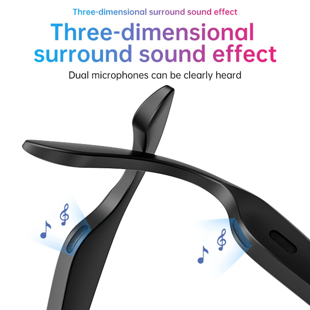 Smart Glasses AI Translator Hands-Free Music & Calls BT Sunglasses UV Protection Outdoor Sports Headphones for Men & Women