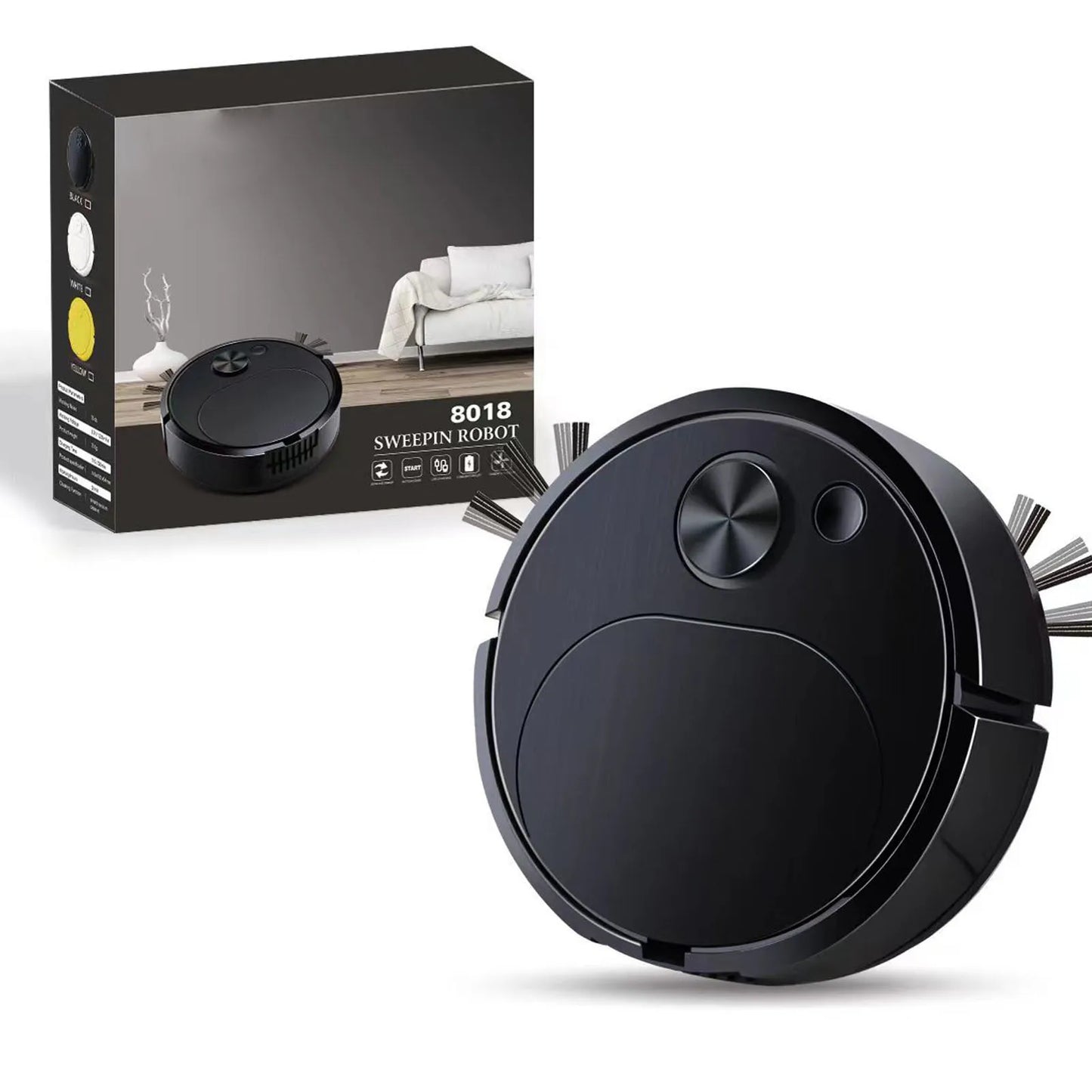 Intelligent Sweeping Robot 3 in 1 Rechargeable Low Noise Automatic Vacuum Cleaner Compact Strong Suction Power for Office