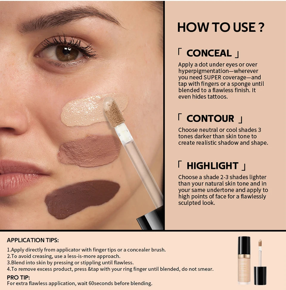 lakerain 5 color multipurpose concealer natural finish brighten skin tone cover dark circles concealer liquid
