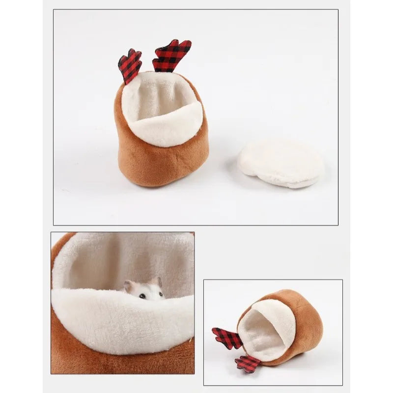 Pet Hamster Nest Winter Warm Cotton Plush Pet Bed for Sugar Glider Golden Bear Squirrel Hedgehog Rabbit Small Pet Sleeping Bag