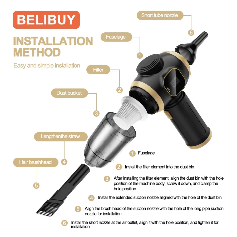 ABS Vacuum Cleaner Home Appliance Car Vacuum Cleaner Wireless Handheld 2in 1 Portable 15000PA Strong Suction Cleaner Vacuum